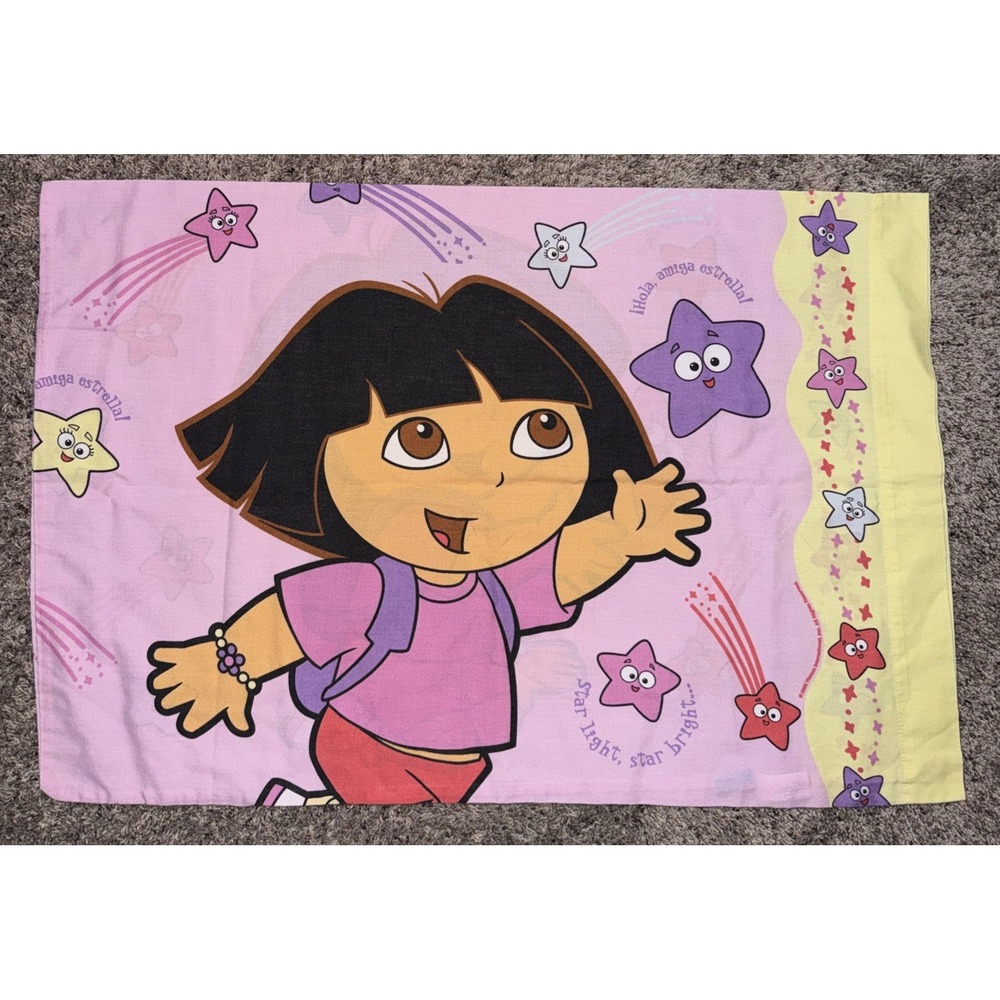 Dora The Explorer & Boots Nick Jr. Nickelodeon Pillowcase 2003 Stars